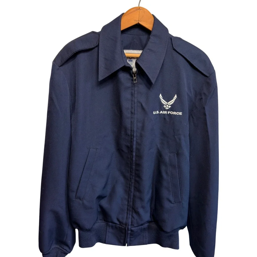 US Air Force Lightweight Service Jacket Navy Blue Creighton AB 40R Military Issu